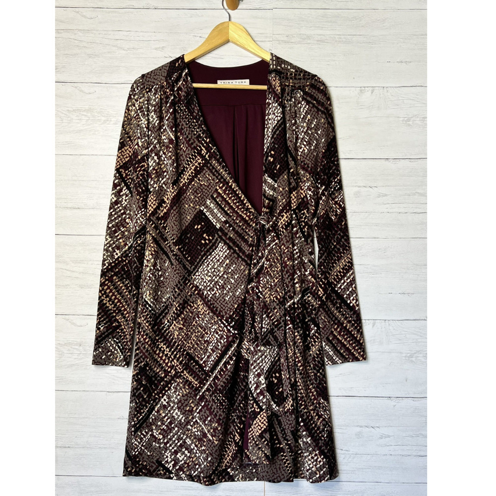 Trina Turk Dress Womens Size Small/Medium Geometric True Wrap Contemporary
